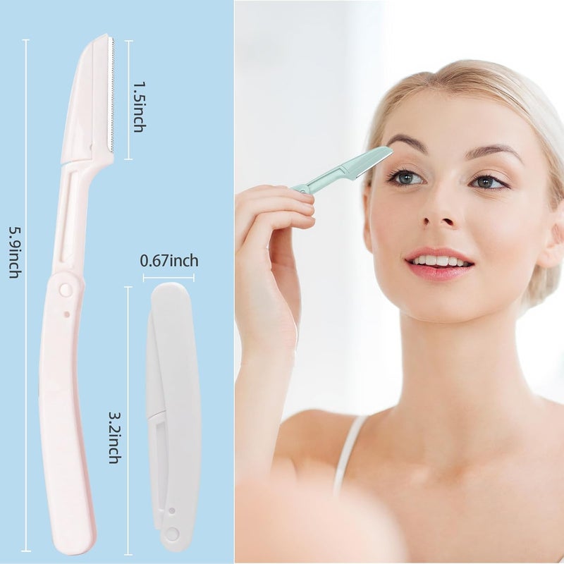 bedace Dermaplane Razor for Women Face,Stocking Stuffers 6 pack Folding Eyebrow Razor Facial Hair Removal for Women and Men Travel,Dermaplaning Beauty Tool - Image 3